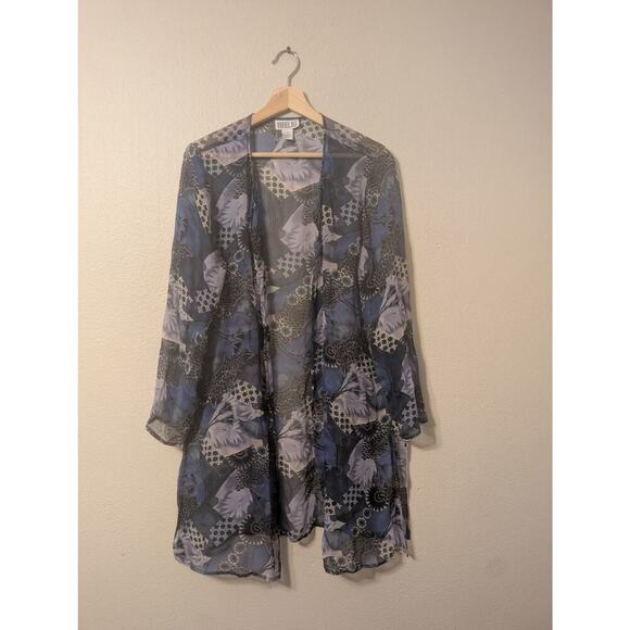Vtg Robbie Bee 100% Silk Floral Print Lightweight Cardigan Duster Sz 12, Boho - Picture 1 of 9